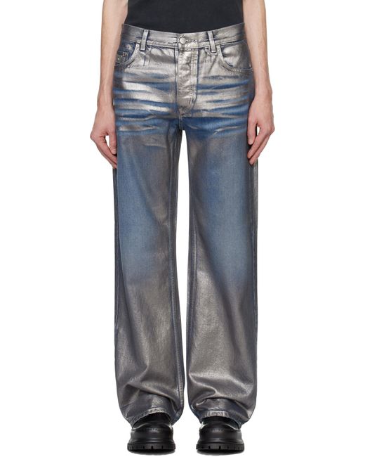 M I S B H V Blue Dirt Straight-Leg Loose-Fit Jeans for men