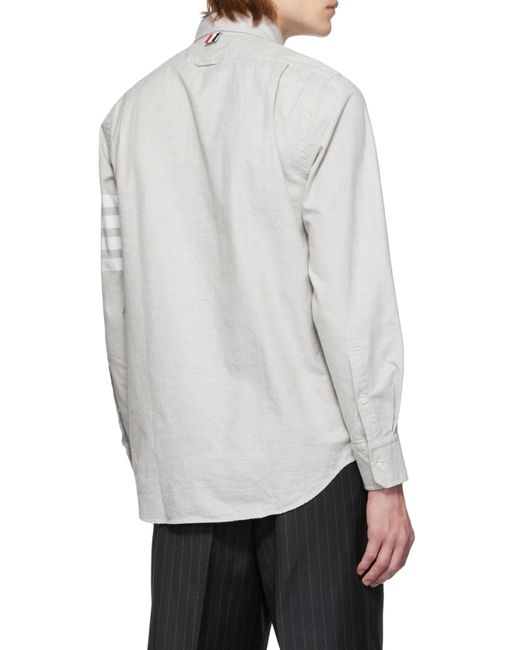 Thom Browne White Flannel-Bar Straight Fit Shirt for men
