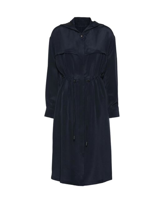 Max Mara Blue Silk Crepe De Chine Overcoat