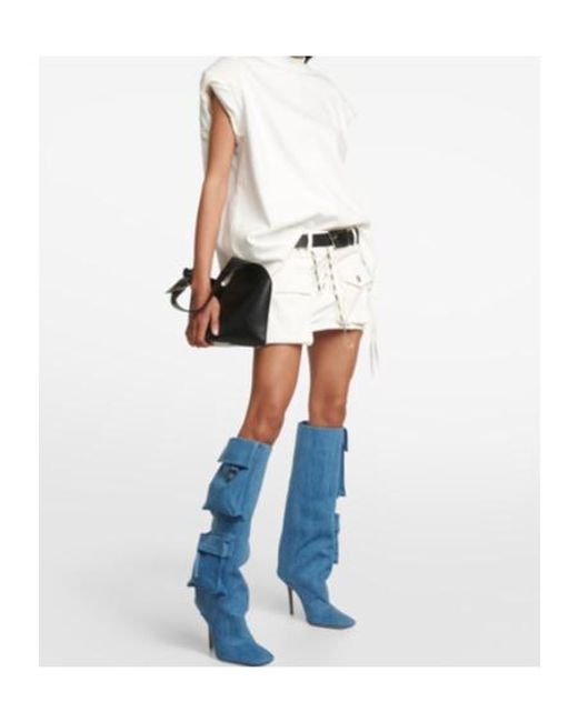 The Attico Blue Sienna Tube Denim Knee-High Boots