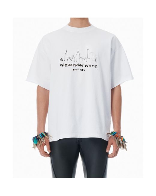 Alexander Wang White Logo-Printed Oversized T-Shirt for men