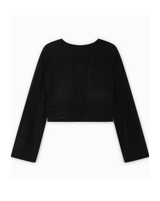Isabel Marant Black Pleated-Panel Blouse