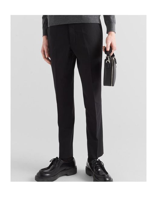 Prada Black Wool Belt Loop Casual Pants for men
