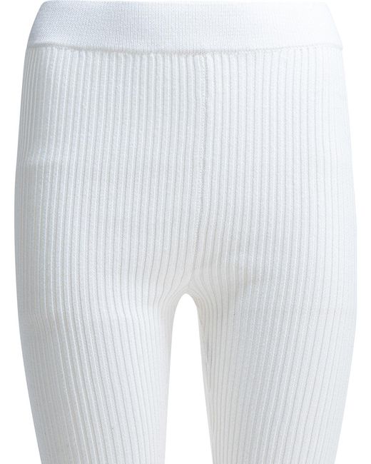 Ganni White Crochet-Hem Knitted Trousers