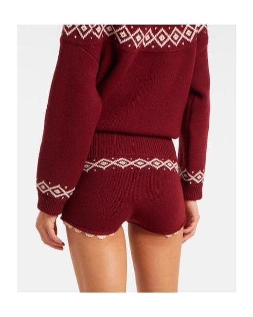 Magda Butrym Red Crochet Wool Shorts