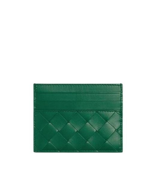 Bottega Veneta Green Intrecciato Credit Card Case