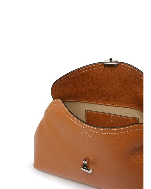 Totême Brown T-Lock Logo Shoulder Bag