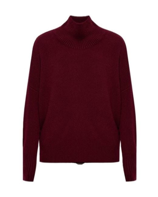 Lisa Yang Red Heidi Ribbed Turtleneck Knitted Sweater