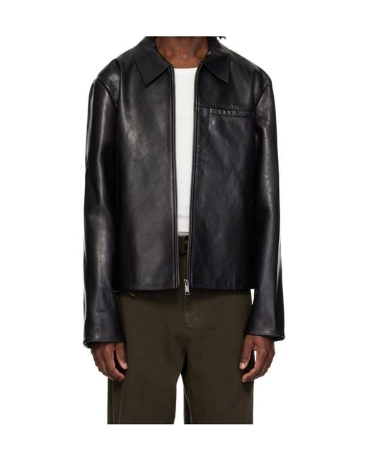 Entire studios Black Corehide Leather Jacket for men