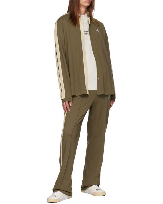 Palm Angels Green Monogram-Embroidered Track Pants for men