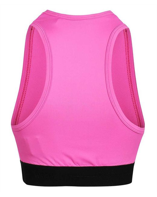 MSGM Pink Elastic-Waistband Cropped Tank Top