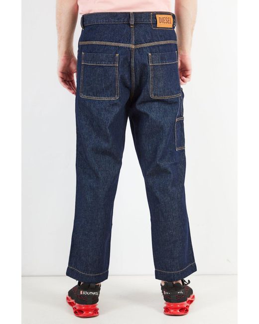 DIESEL Pink Logo Patch Straight-Leg Jeans for men