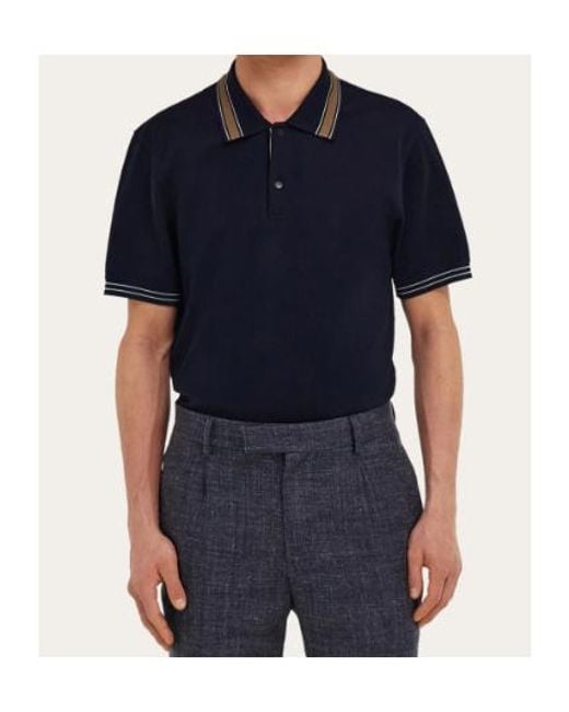 Ferragamo Blue Ferragamo Short Sleeved Polo Shirt for men