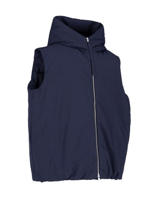 Jil Sander Blue Zip-Up Gilet for men