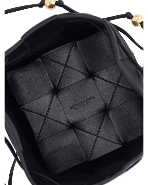 Bottega Veneta Black Cassette Logo Knitted Shoulder Bag