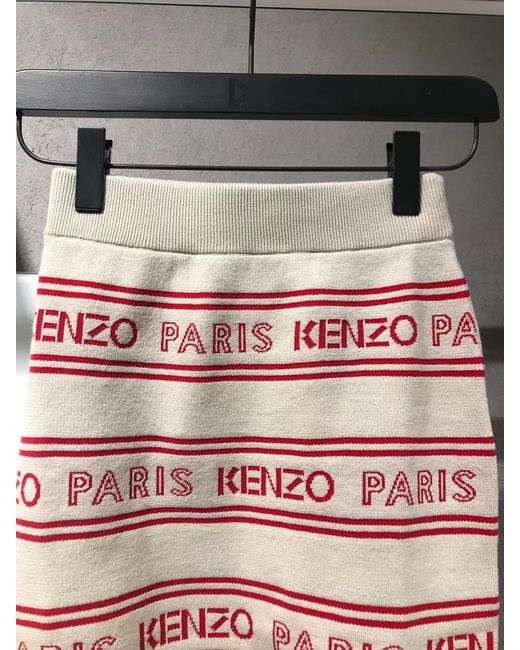 KENZO Red Paris Logo Motif Skirt