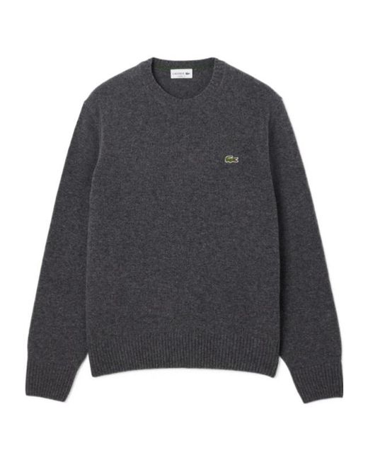 Lacoste Gray Embroidered Crew-Neck Sweater for men