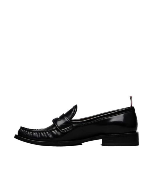 Thom Browne Black Almond Toe Penny-Slot Loafers for men