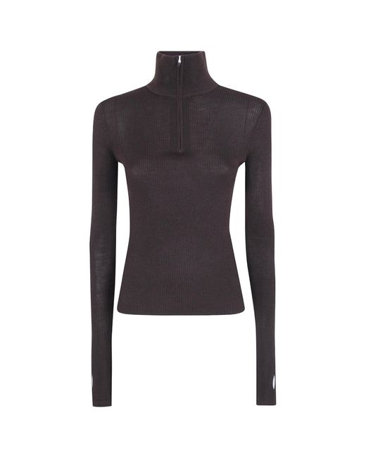 Frankie Shop Blue Half-Zip Knit Top