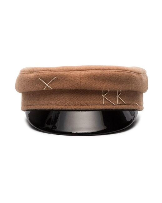 Ruslan Baginskiy Brown Initial Detailed Baker Boy Cap