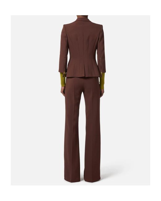 Elisabetta Franchi Brown Double-Breasted-Button Jacket