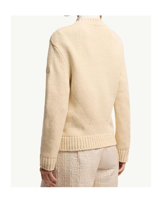 Moncler Natural Chain Quilted Padded V-Neck Cardigan