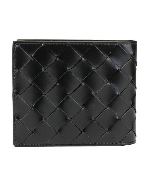 Bottega Veneta Black Intreccio Bi-Fold Wallet for men