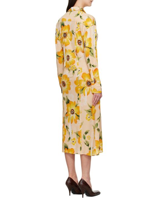 Acne Metallic Floral-Print Midi Dress