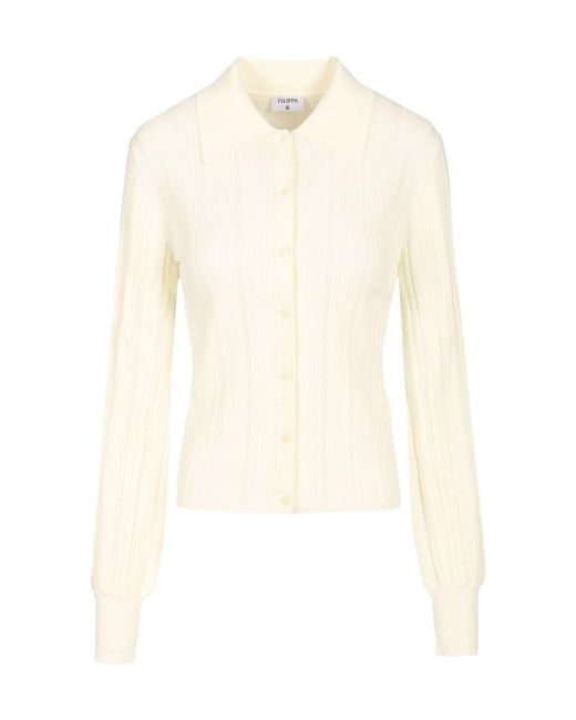 Filippa K White Button-Up Knit Cardigan