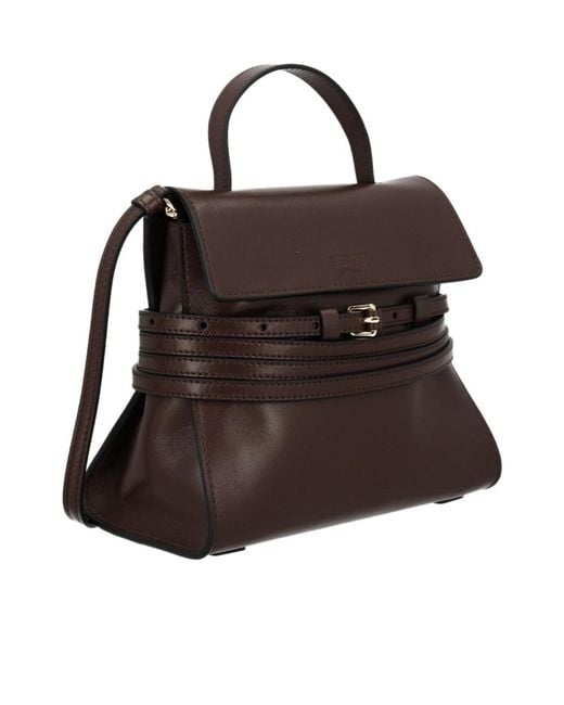 Moschino Brown Tie Me Logo Embossed Tote Bag