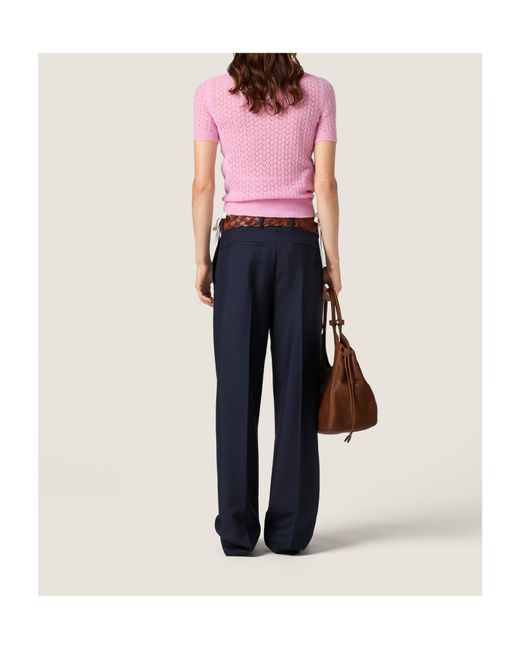 Miu Miu Pink Cashmere And Silk Polo Shirt