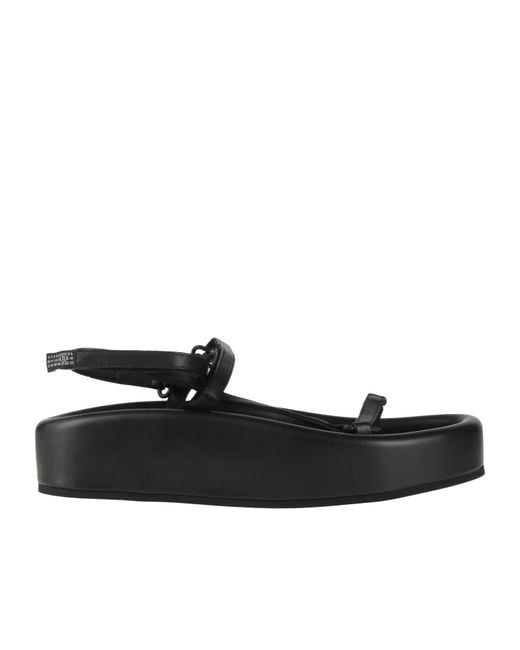 MM6 by Maison Margiela Black Leather Platform Sandals