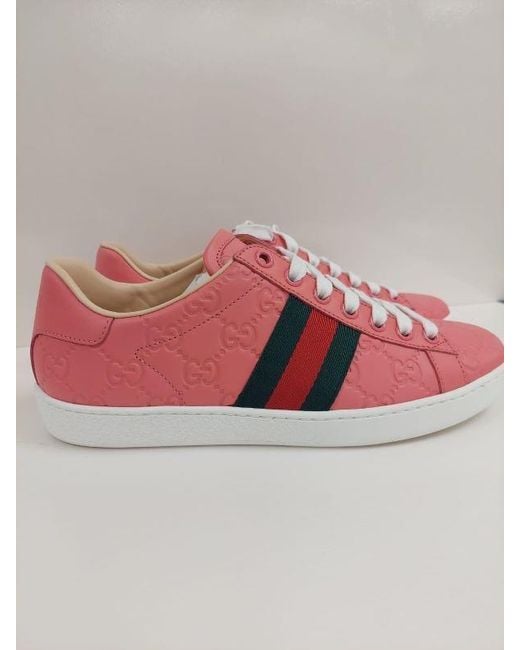 Gucci Pink Ace Round-Head Low-Cut Casual Shoes