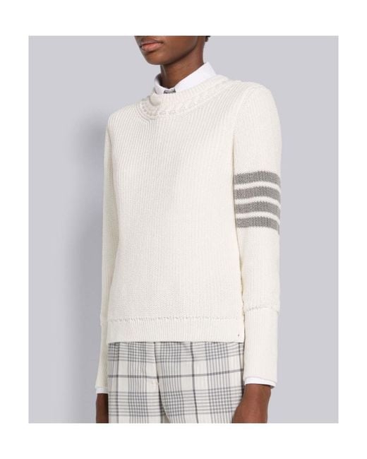 Thom Browne White 4-Bar Stripe Jumper