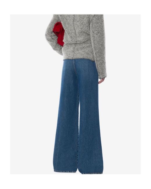 Alberta Ferretti Blue Wide Leg Denim Jeans