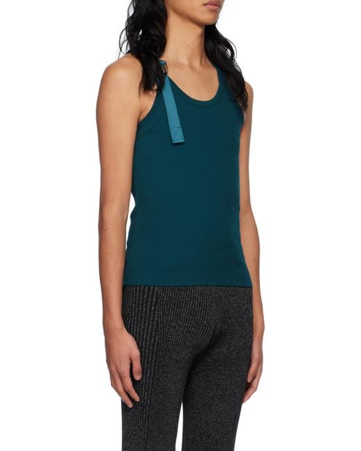 Dion Lee Blue Buckled Fine-Ribbed Tank Top for men