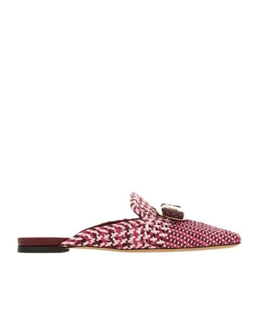 Ferragamo Pink New Vara Plate Mule