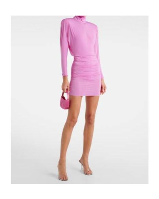 Alex Perry Pink Draped Jersey Minidress