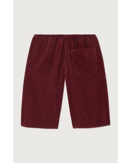 American Vintage Red Padow Corduroy Drawstring Shorts