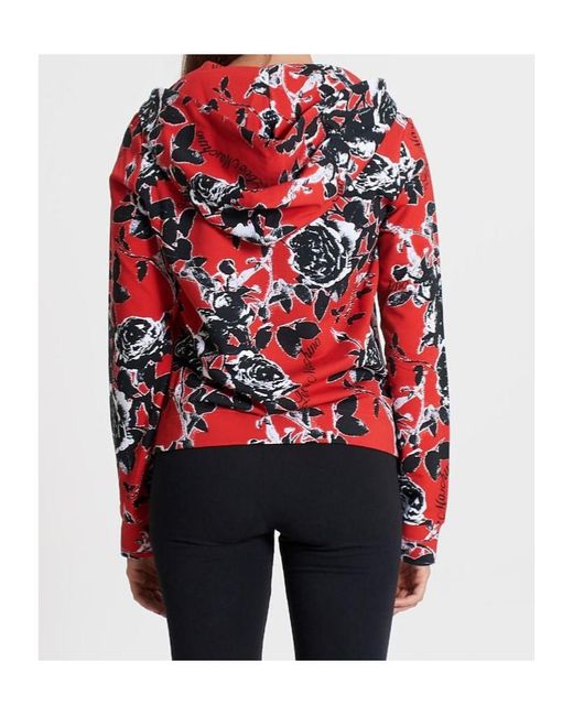 Moschino Red Printed Hooded Casual Jacket