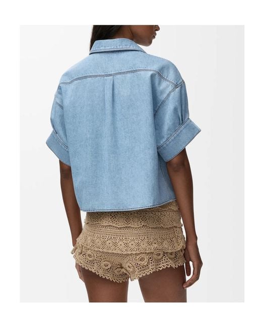 Loewe Blue Paulas Ibiza Cropped Logo-Pocket Top