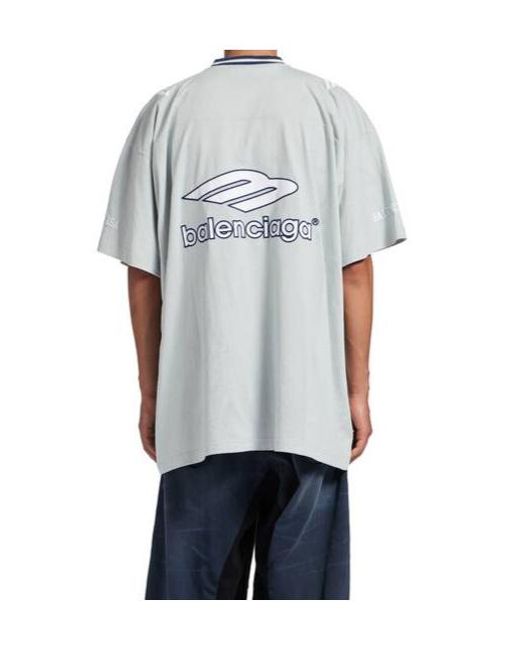 Balenciaga White 3B V-Neck Oversized Football T-Shirt for men