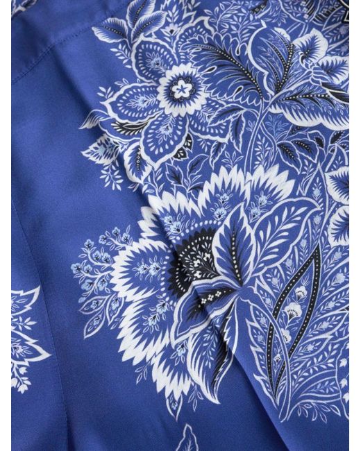 Etro Blue Bandana Print Straight-Leg Trousers