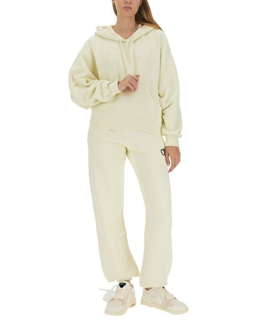 Off-White c/o Virgil Abloh White Logo Printed Drawstring Hoodie