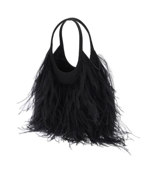 Miu Miu Black Feather Detail Shoulder Bag