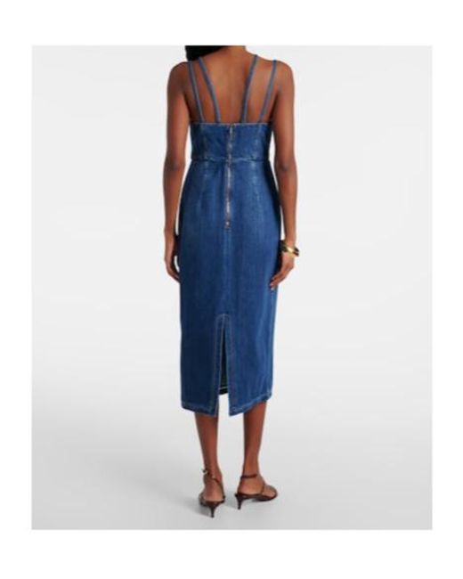 Nensi Dojaka Blue Denim Corset Dress