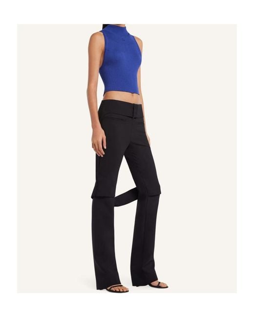 Courreges Blue Courrèges Mock-Neck Cropped Ribbed Tank Top