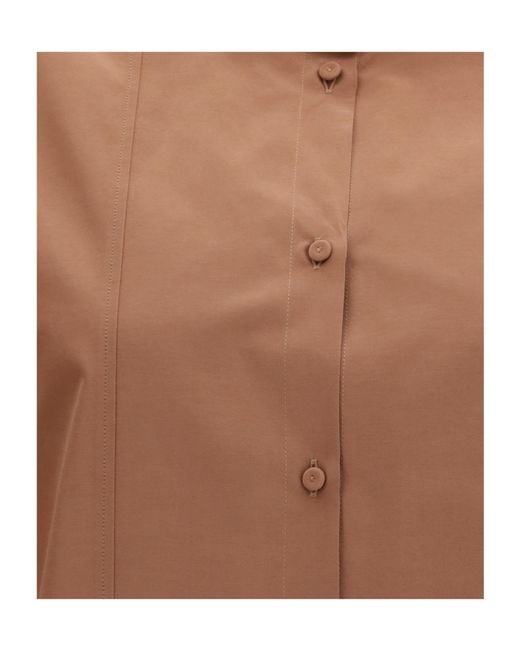 Forte_forte Brown Puff-Sleeve High Neck Top