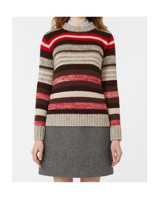 Weekend by Maxmara Red Ribbed Wool Knit Jumper