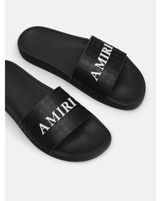 Amiri Black Logo-Embossed Open-Toe Slides for men